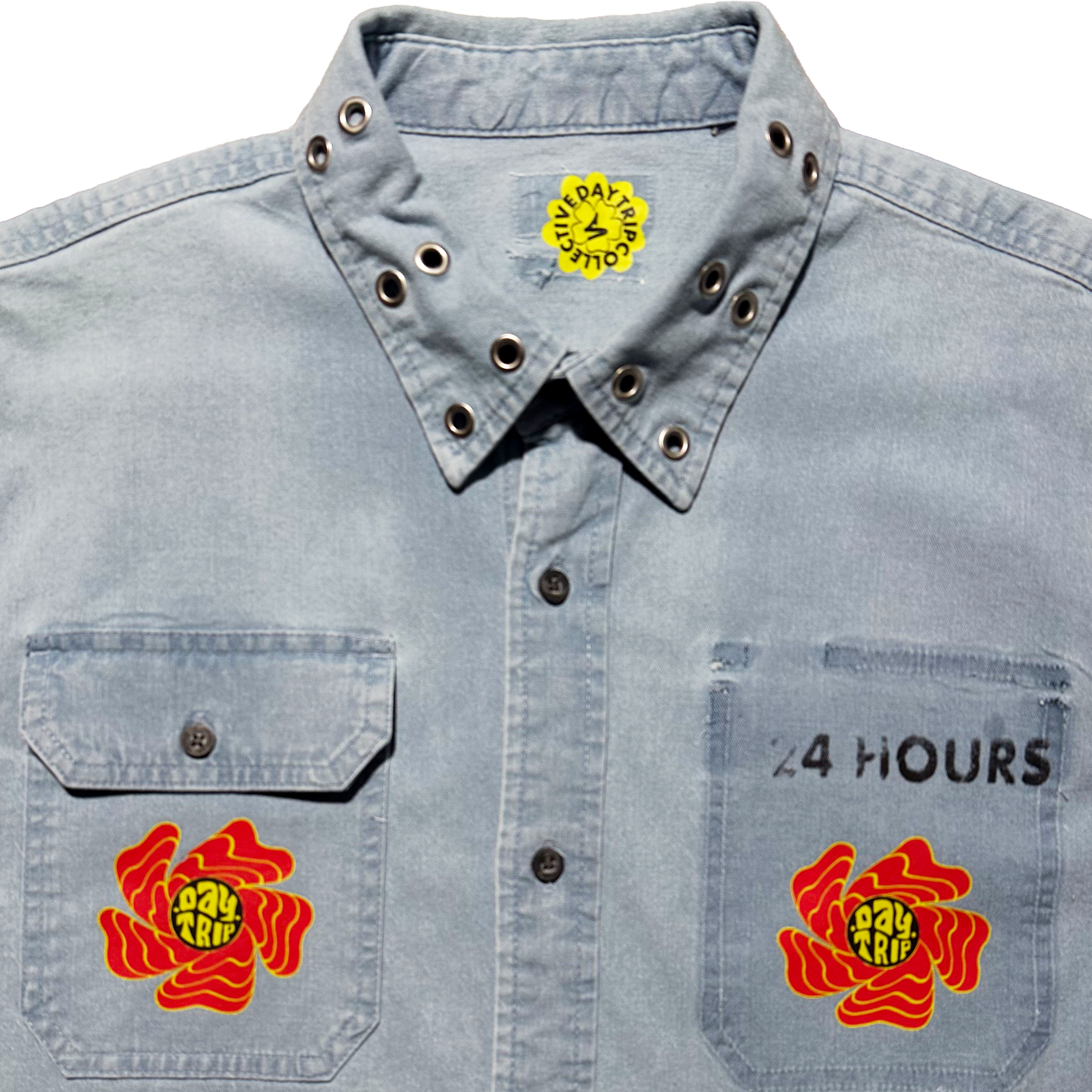 [DAPPER FLY - WMNS DENIM BUTTON UP][BLU/RED]