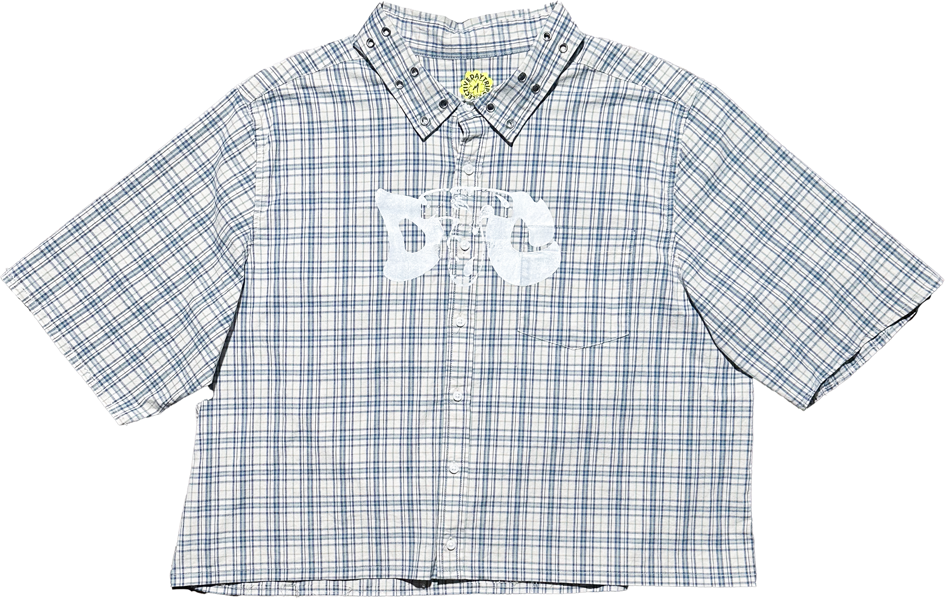[DAPPER FLY - WHT STAMP BUTTON UP][BLU/WHT]